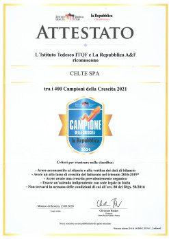 CELTE S.p.A. è campione della crescita 2021